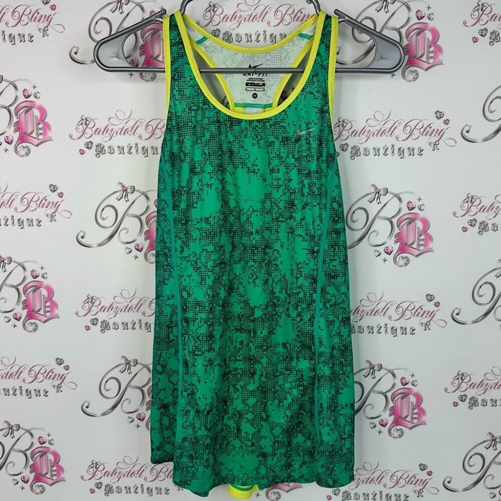Nike tank top geometric pattern Dri-FIT Yellow and Green Tank Top